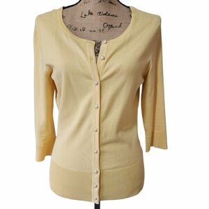 White House Black Market Yellow Cardigan Sweater